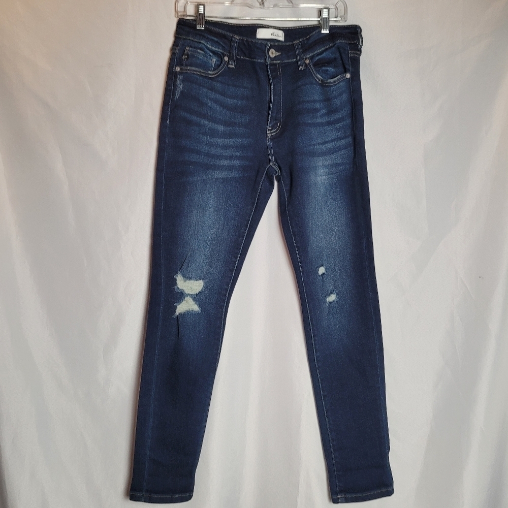NWT Kancan Midrise Ankle Skinny Jeans Dark Wash Juniors Size 11/29 Distressed